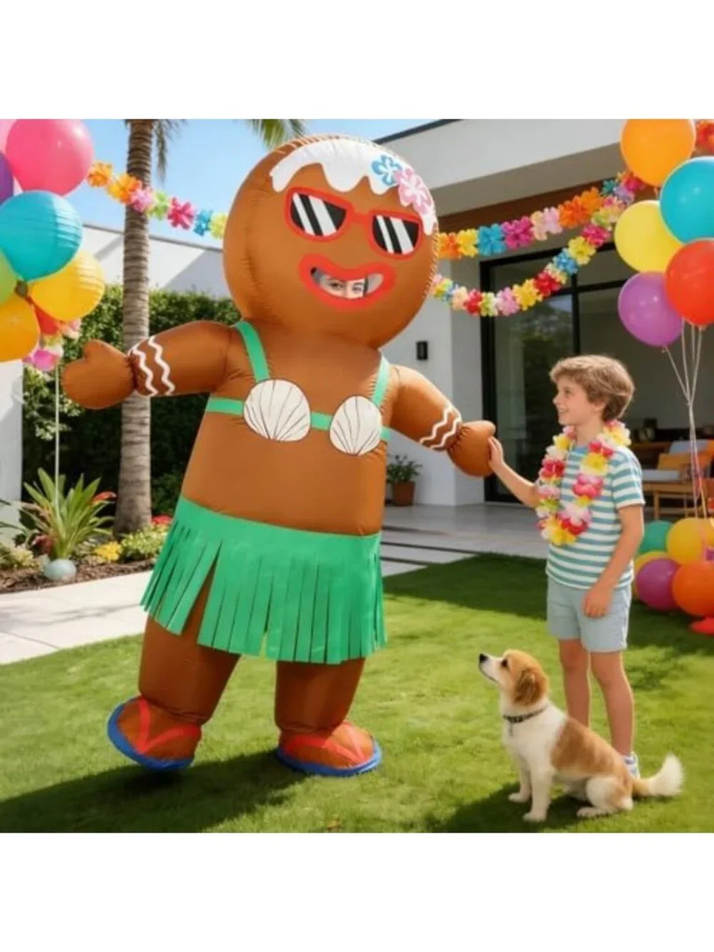 Funny Inflatable Gingerbread Man Costume for Adults - Tropical Christmas Hula
